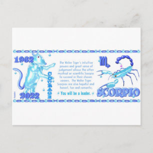 ValxArt Zodiac water tiger born Scorpio 1962 2022 Postcard