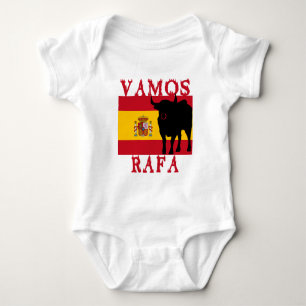 Vamos Rafa With Flag of Spain Baby Bodysuit