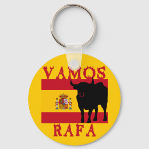 Vamos Rafa With Flag of Spain Keychain