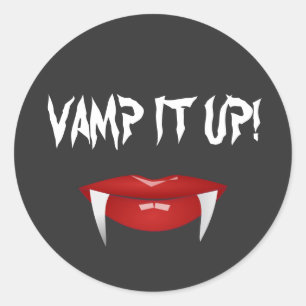 "VAMP IT UP!" Vampire Fangs Halloween Classic Round Sticker