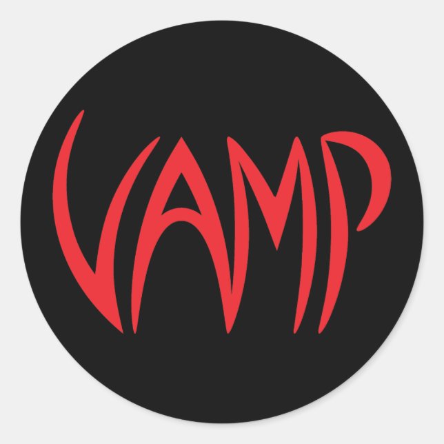 Vamp Text (Black/Red) Version Classic Round Sticker (Front)