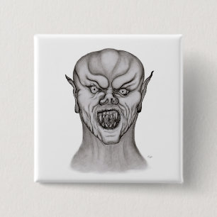Vampir black and white design 2 inch square button