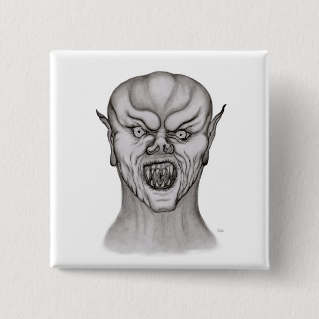Vampir black and white design 2 inch square button (Front)