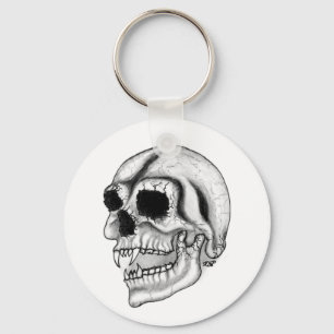 Vampir skull black and white design keychain