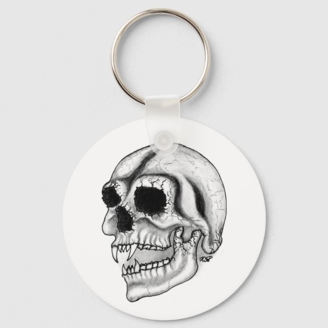Vampir skull black and white design keychain (Front)
