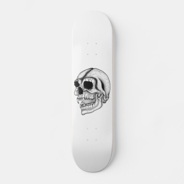 Vampir skull black and white design skateboard (Front)