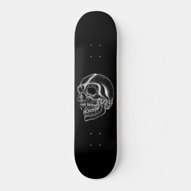 Vampir skull black and white design skateboard (Front)
