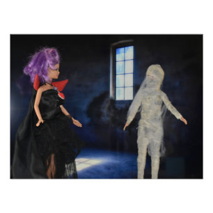 Vampire and Mummy on the hunt. Halloween Poster