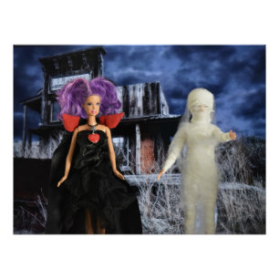 Vampire and Mummy on the hunt. Halloween Poster