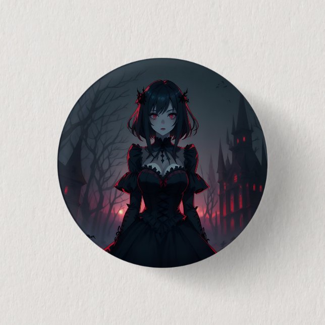 Vampire Anime Girl 1 Inch Round Button (Front)