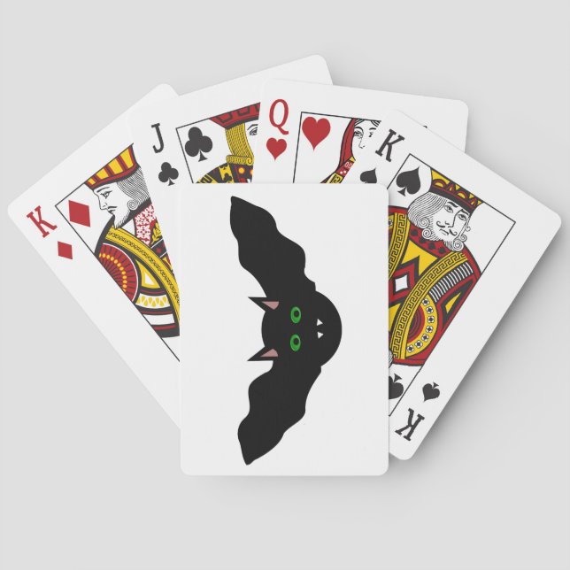 Vampire Bat Faced Cat Halloween Playing Cards (Back)