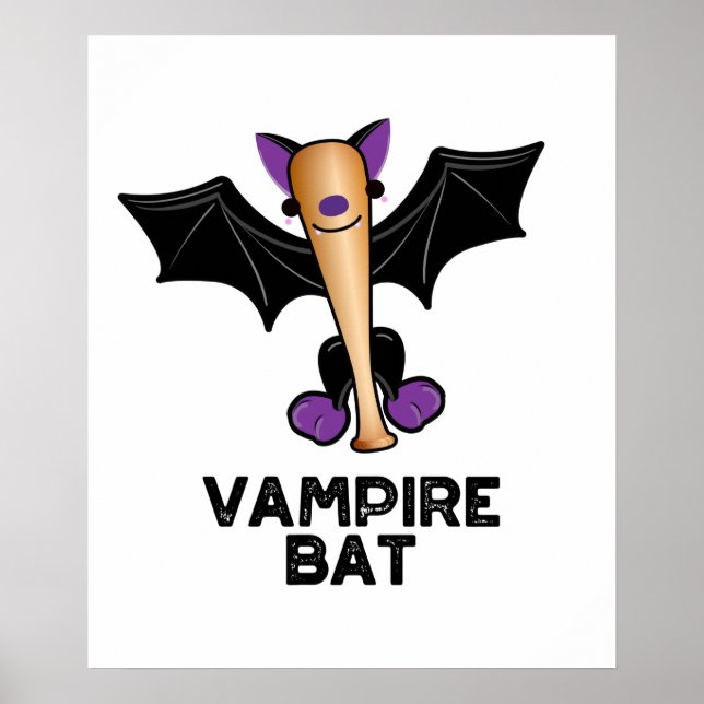 Vampire Bat Funny Baseball Pun  Poster (Front)