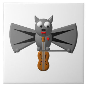 Vampire Bat Playing the Violin Tile