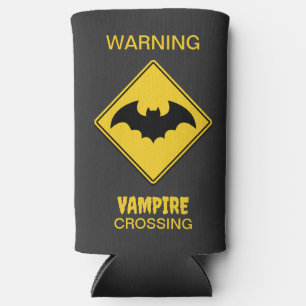 Vampire Bat Warning Halloween Seltzer Can Cooler