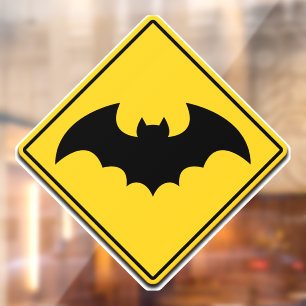 Vampire Bat Warning Halloween Window Cling