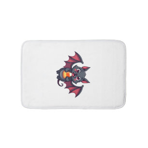 Vampire Bat with Candy � Cute Halloween T-Shirt Bath Mat