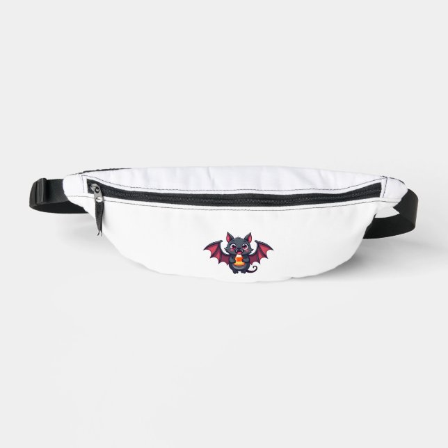 Vampire Bat with Candy � Cute Halloween T-Shirt Fanny Pack (Front)