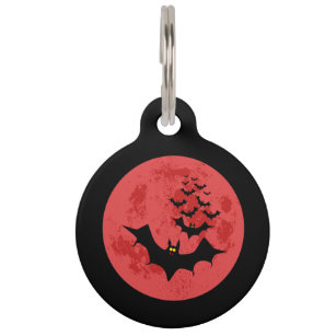 Vampire Bats Against The Red Moon Pet Tag