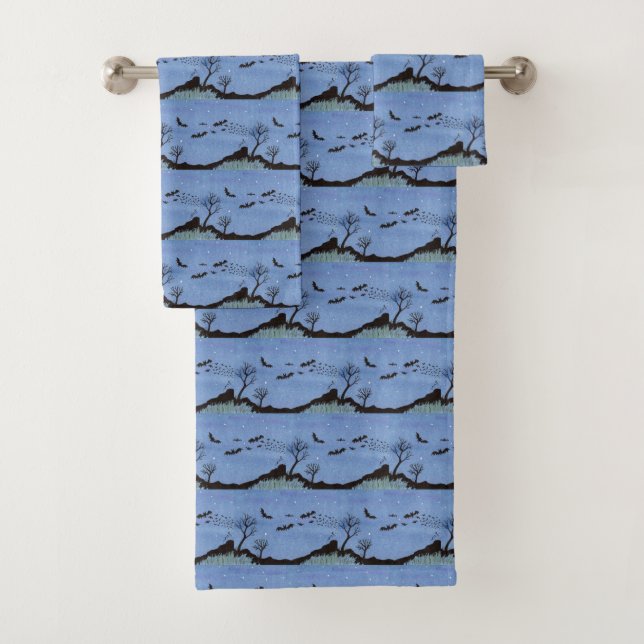 Vampire Bats Halloween Bath Towel Set (Insitu)