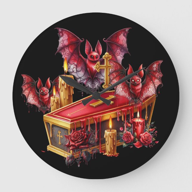Vampire Bats Large Clock (Front)