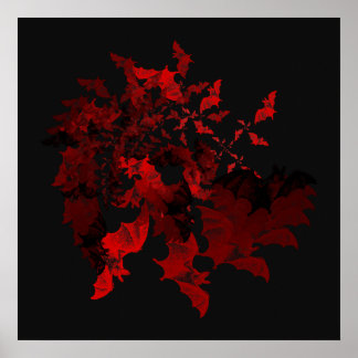 Vampire Bats Red Poster