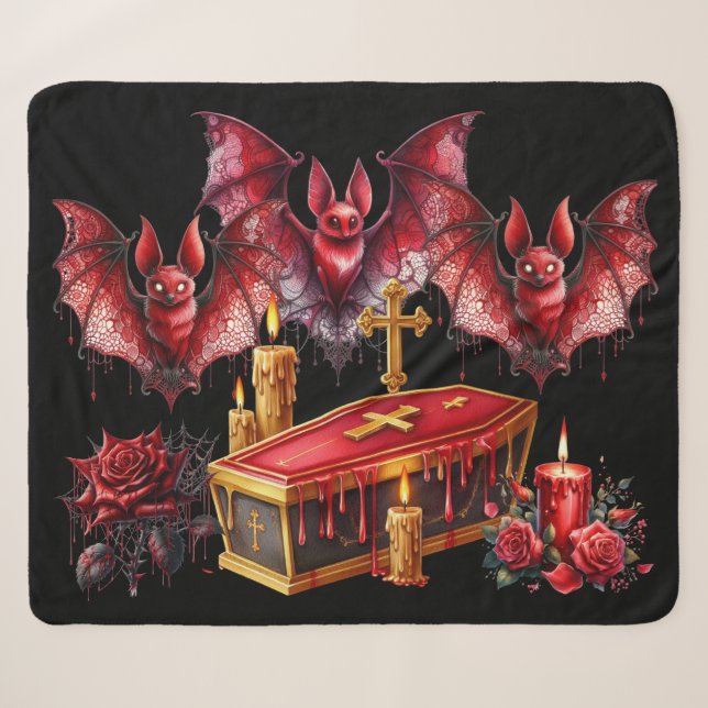 Vampire Bats Sherpa Blanket (Front (Horizontal))