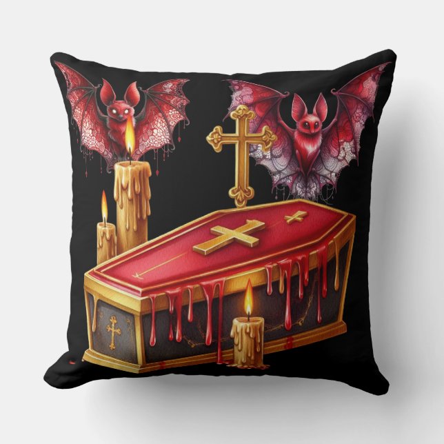Vampire Bats Throw Pillow (Front)