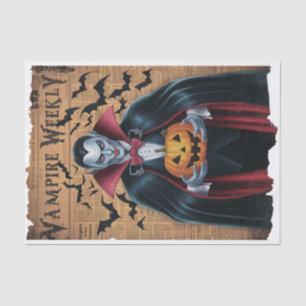 Vampire Bats Vintage Style Halloween Newspaper Tissue Paper