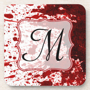 Vampire Blood Dripping Pool Monogram Drink Coaster
