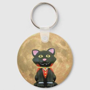 Vampire Cat and Full Moon Keychain