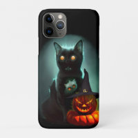 Vampire Cat and Wizard Pumpkin Halloween Surreal