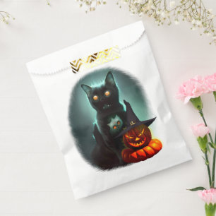 Vampire Cat and Wizard Pumpkin Halloween Surreal  Favour Bag