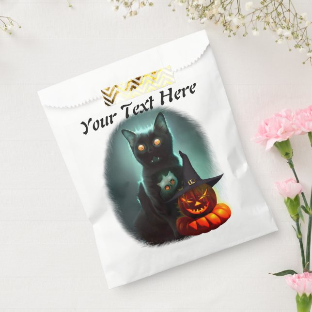 Vampire Cat and Wizard Pumpkin Halloween Surreal  Favour Bag (Sealed)