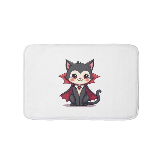 Vampire Cat – Cute Halloween Pet Tee Bath Mat (Front)