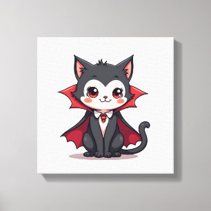 Vampire Cat � Cute Halloween Pet Tee Canvas Print