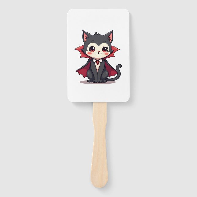 Vampire Cat � Cute Halloween Pet Tee Hand Fan (Front)