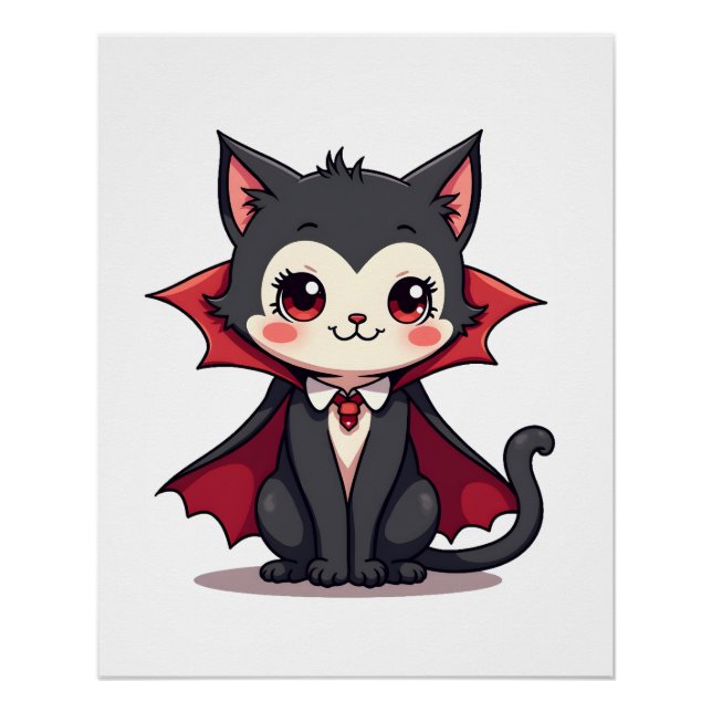 Vampire Cat � Cute Halloween Pet Tee Poster (Front)