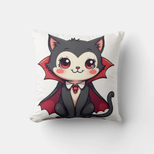 Vampire Cat � Cute Halloween Pet Tee Throw Pillow