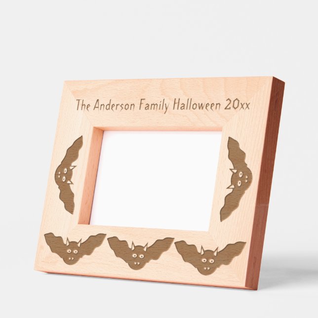 Vampire Cat Faced Bat Halloween Custom Etched Frames (Left)