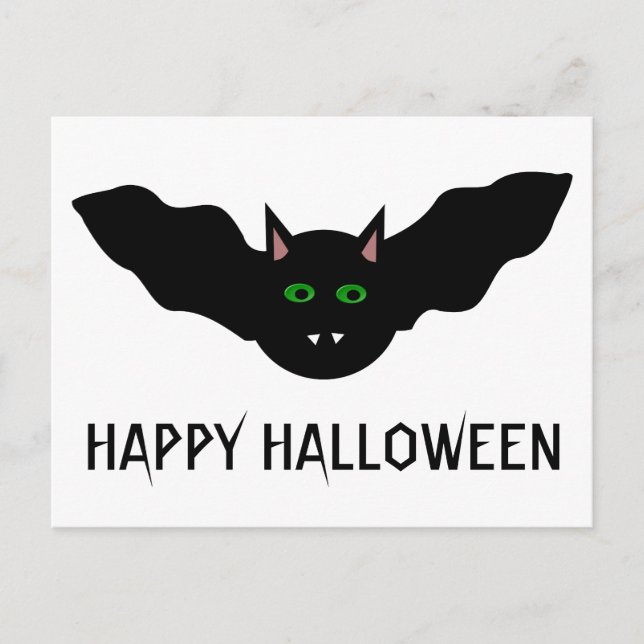 Vampire Cat Faced Bat Halloween Custom Postcard (Front)