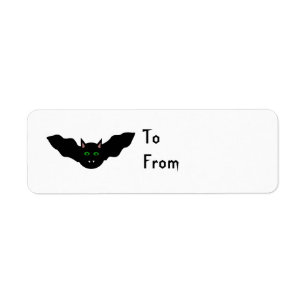 Vampire Cat Faced Bat Halloween Custom Present Tag