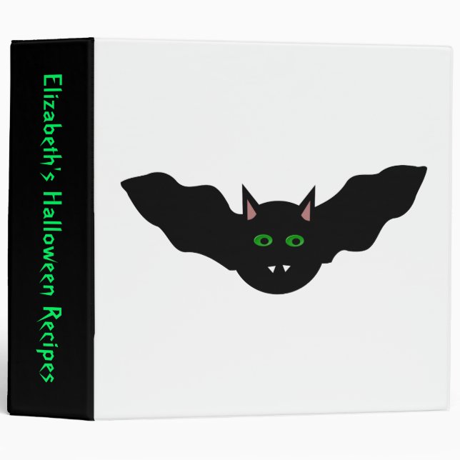 Vampire Cat Faced Bat Halloween Custom Recipe Bind Binder (Front/Spine)