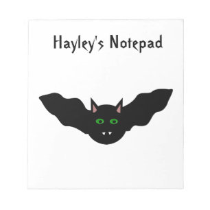 Vampire Cat Faced Bat Halloween Customizable Notep Notepad