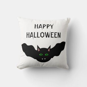 Vampire Cat Faced Bat Halloween Customizable Pillo Throw Pillow