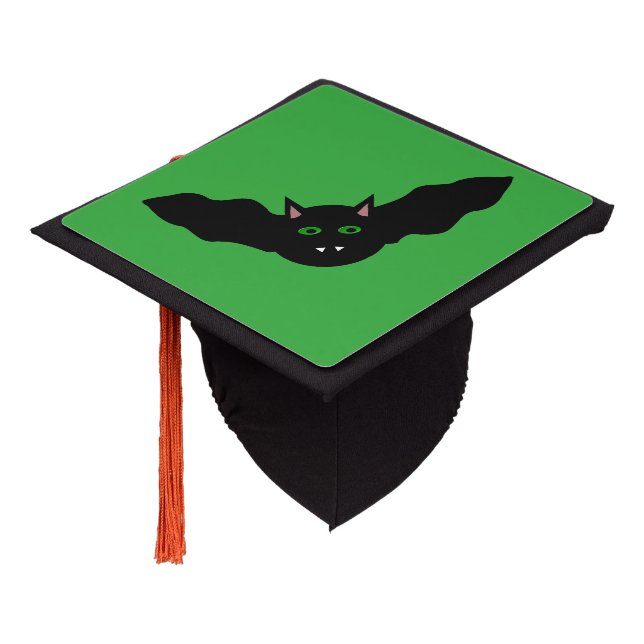 Vampire Cat Faced Bat Halloween Graduation Topper (Angled)