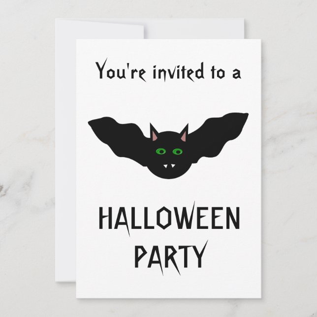 Vampire Cat Faced Bat Halloween Party Customizable Invitation (Front)