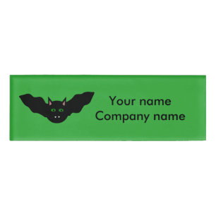 Vampire Cat Faced Bat Halloween Personalized Name Tag