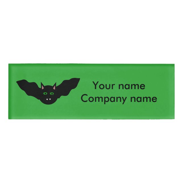 Vampire Cat Faced Bat Halloween Personalized Name Tag (Front)