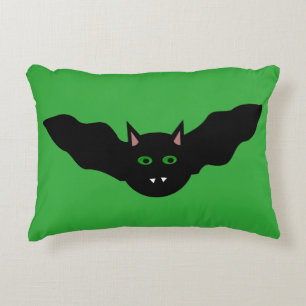 Vampire Cat Faced Bat Halloween Pillow
