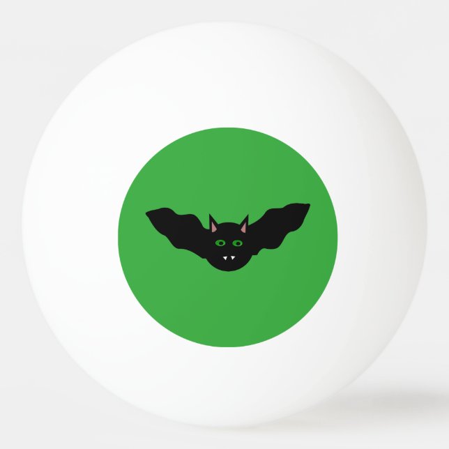 Vampire Cat Faced Bat Halloween Ping Pong Ball (Front)